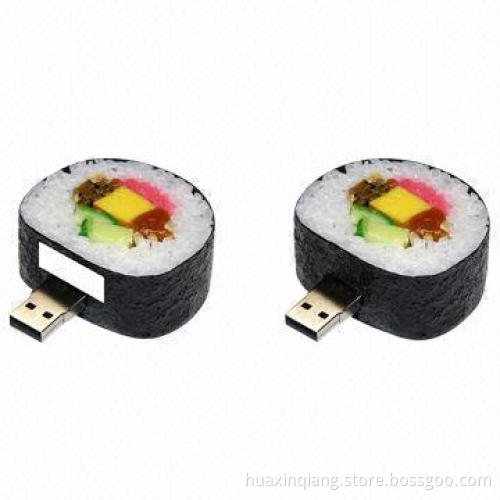 Sushi-shaped USB Flash Drive, 128MB-64GB Capacities, Logo Design/Soft PVC, 5 Years Warranty, USB 2.0